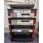 Custom Design Milan Reference 10 HiFi 5 Shelf in Mahogany with Black Glass - Ex Display