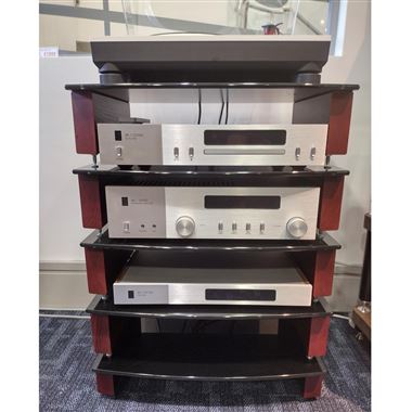 Custom Design Milan Reference 10 HiFi 5 Shelf in Mahogany with Black Glass - Ex Display