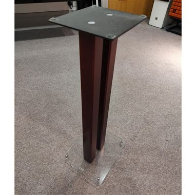 Custom Design SQ402 24" Speaker Stands in Mahogany with Glass Base - Ex Display